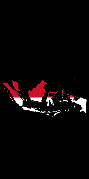 Indonesia Map Silhouette With Red And White Flag Colors On Black Background HD phone wallpaper