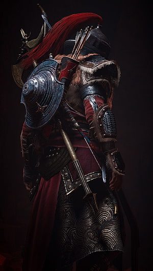 Assassin's Creed Persian Warrior in Ornate Armor with Shield and Sword HD phone wallpaper