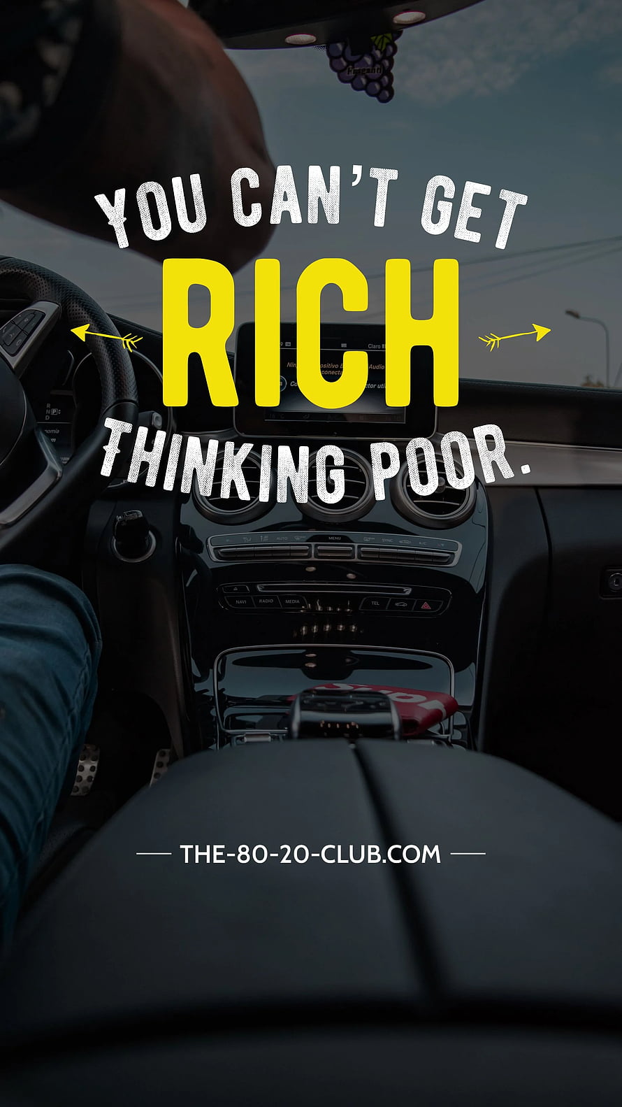 Luxury Car Interior with Motivational Wealth Mindset Quote HD phone wallpaper