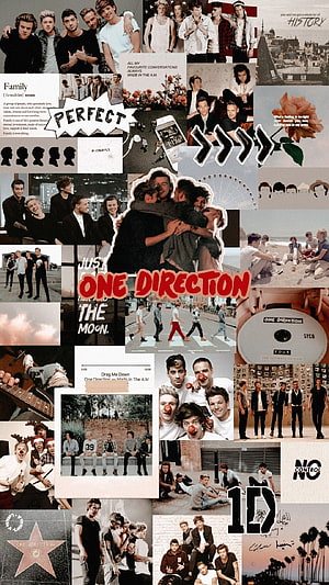 One Direction Fan Art Collage Featuring Group Photos, Album Covers, and Iconic Lyrics HD phone wallpaper