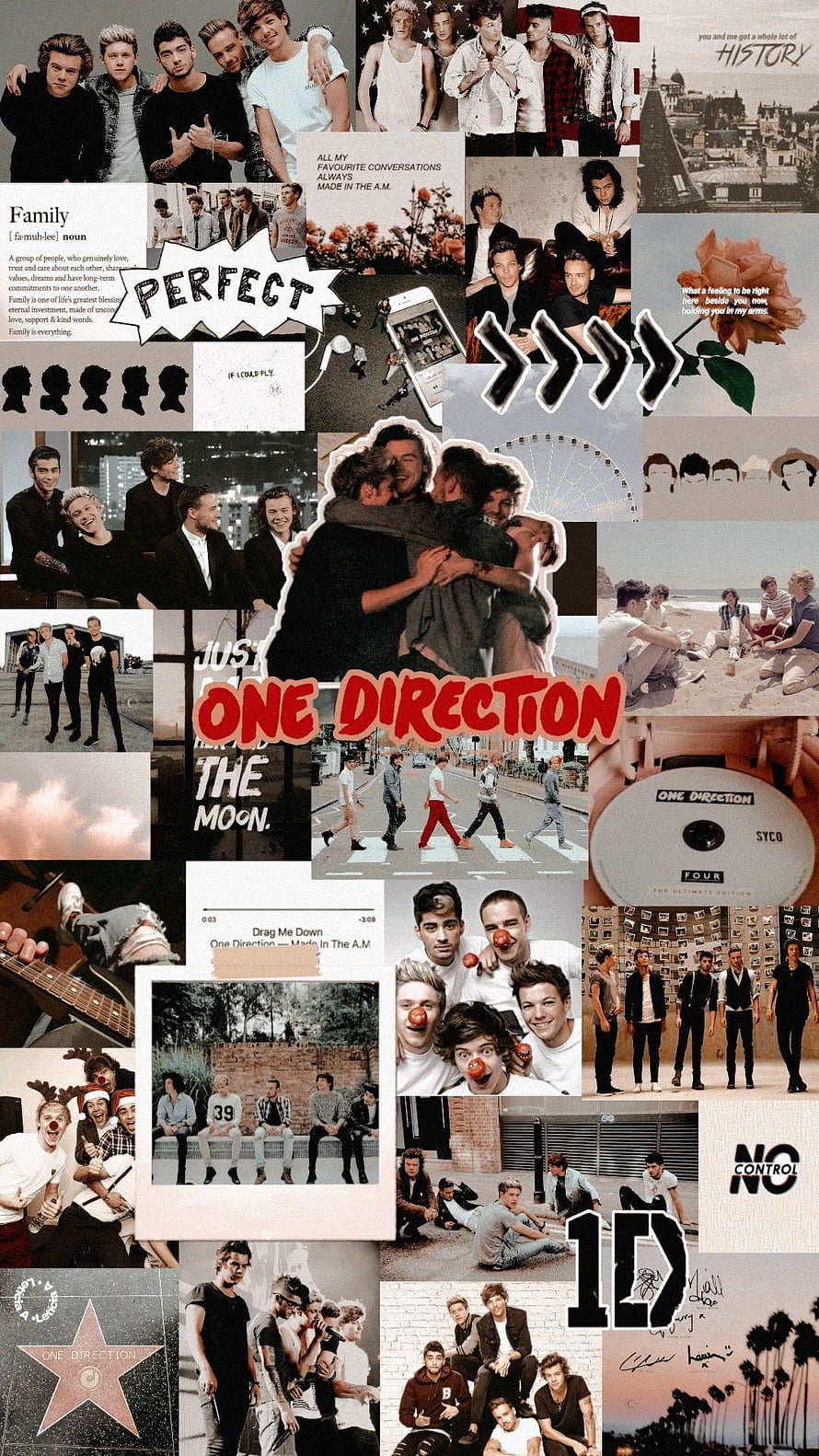 One Direction Fan Art Collage Featuring Group Photos, Album Covers, and Iconic Lyrics HD phone wallpaper