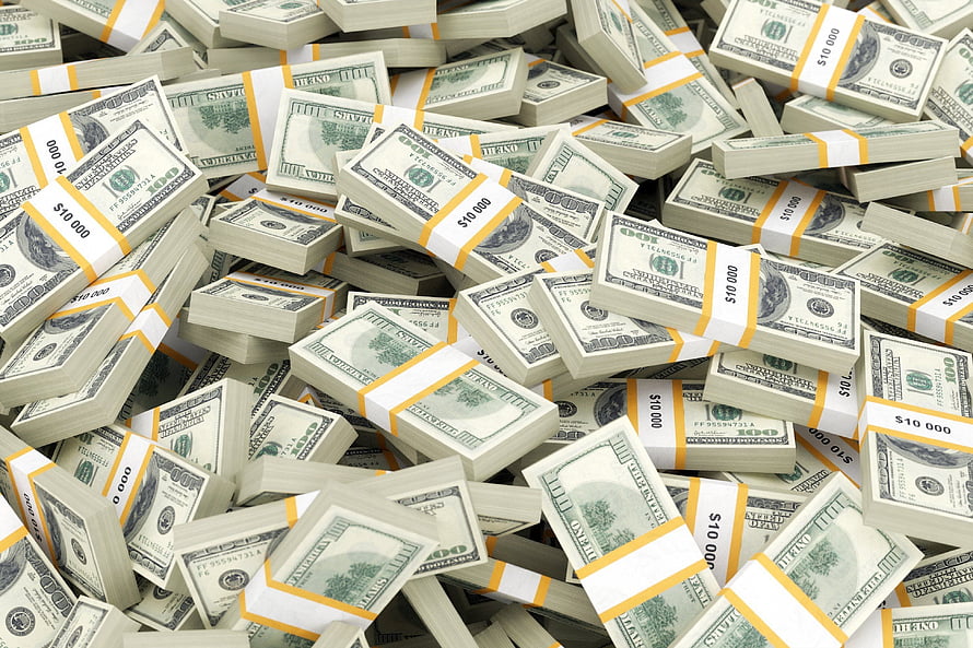 Stacks of US Hundred Dollar Bills Bundled in Cash Piles HD wallpaper