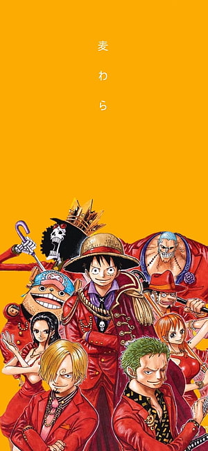 One Piece Straw Hat Crew in Red Suits Anime Wallpaper HD phone wallpaper