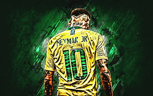 Neymar Jr Brazil National Team Yellow Jersey Number 10 Soccer Player Wallpaper HD wallpaper