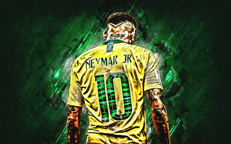 Neymar Jr Brazil National Team Yellow Jersey Number 10 Soccer Player Wallpaper HD wallpaper