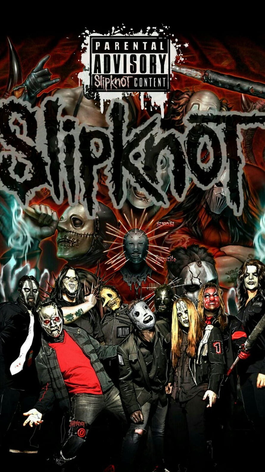 Slipknot Band Members in Iconic Masks with Dark Red and Black Album Art Style HD phone wallpaper