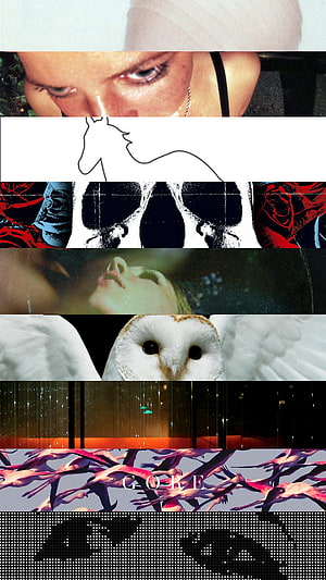 Deftones GORE Album Artwork Collage with Owl, Horse Line Art, and Abstract Visuals HD phone wallpaper