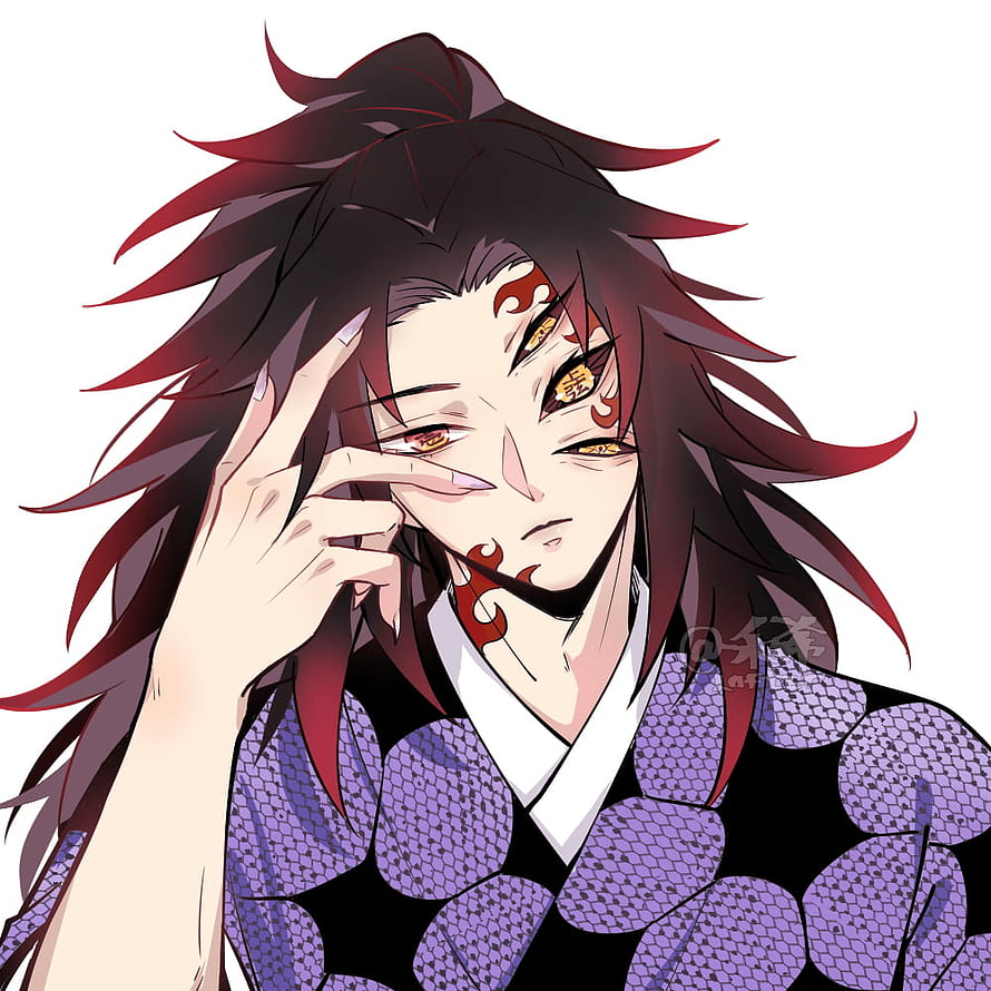 Kokushibo from Demon Slayer in Purple Kimono with Red Markings and Golden Eyes HD phone wallpaper