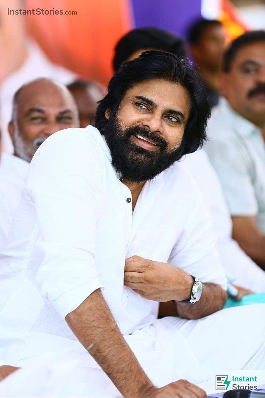 Pawan Kalyan in White Kurta at Public Event HD phone wallpaper