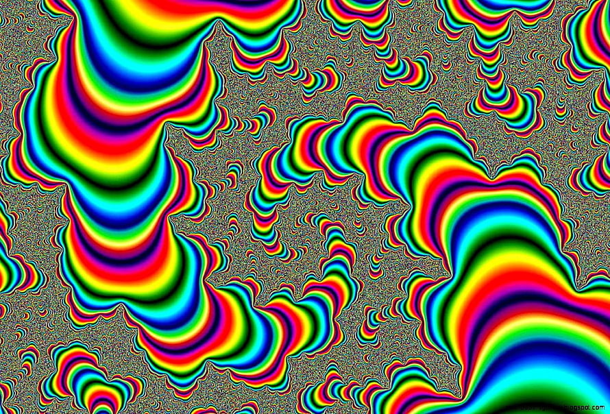 Vibrant Psychedelic Fractal Art with Rainbow Wavy Patterns and Trippy Abstract Design HD wallpaper