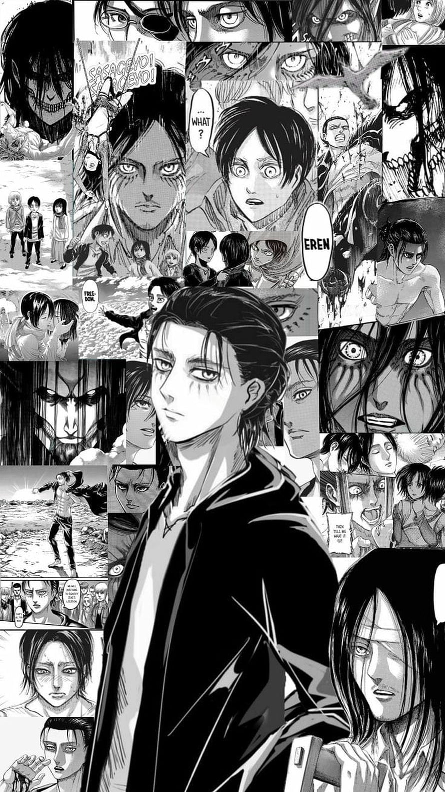 Eren Yeager Attack on Titan Manga Panel Collage Wallpaper, manga, aot, eren HD phone wallpaper
