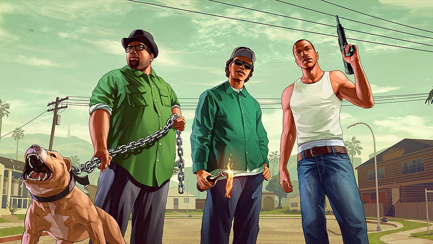 Grand Theft Auto San Andreas CJ Sweet Ryder Gang Artwork HD wallpaper
