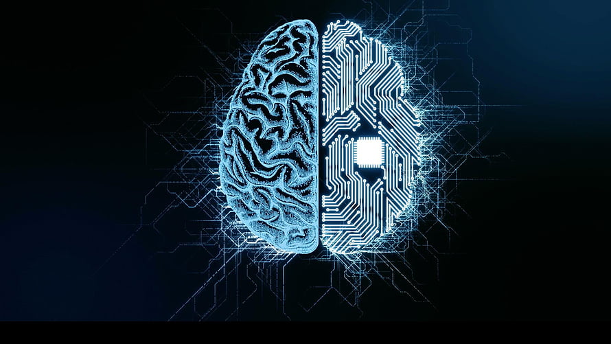 Artificial Intelligence Brain Concept with Circuit Board and Neural Network Design HD wallpaper