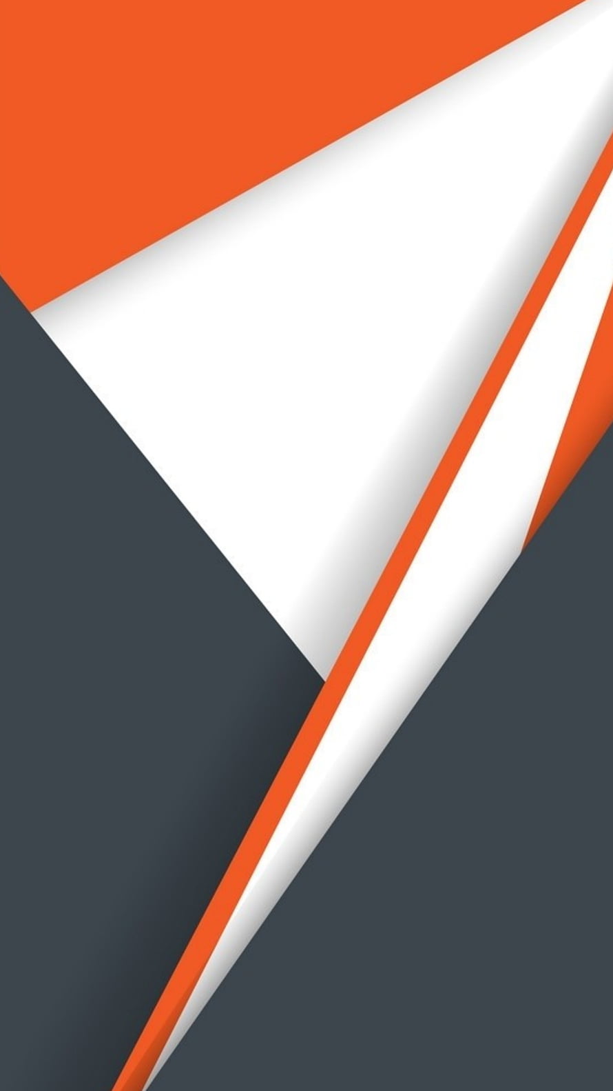 Modern Geometric Abstract Wallpaper with Orange, White, and Dark Gray Diagonal Shapes HD phone wallpaper