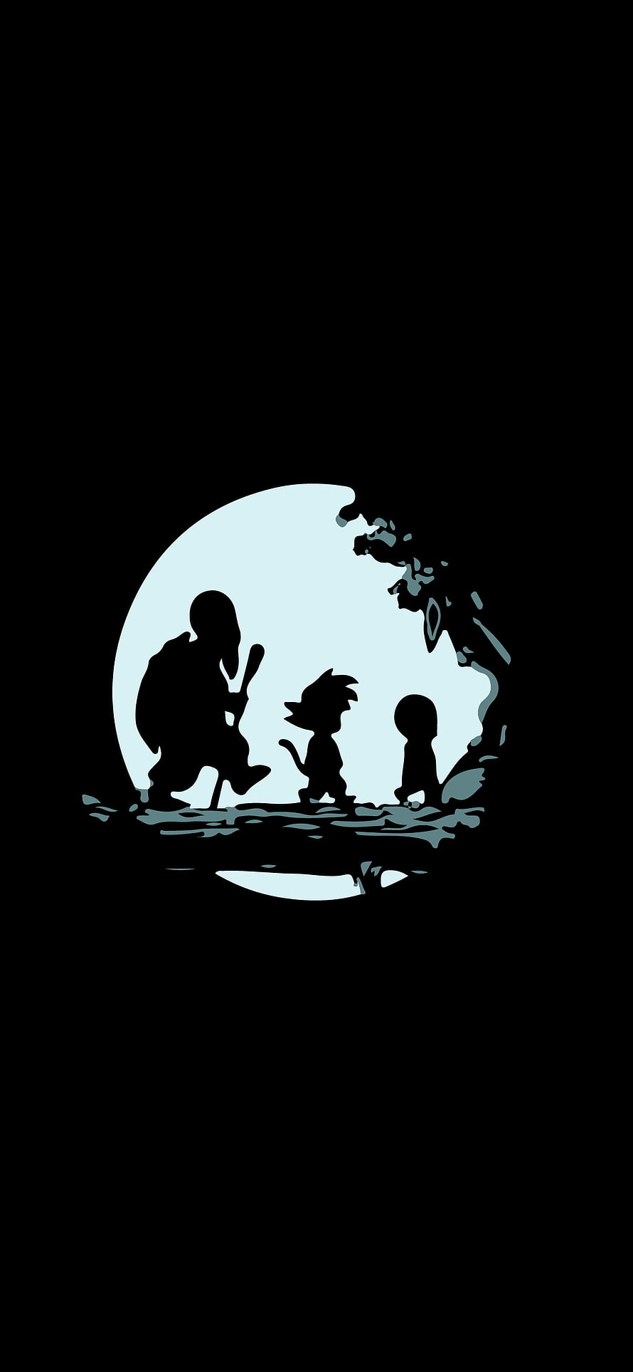 Silhouette of Goku and Grandpa Gohan Training Under the Moon HD phone wallpaper