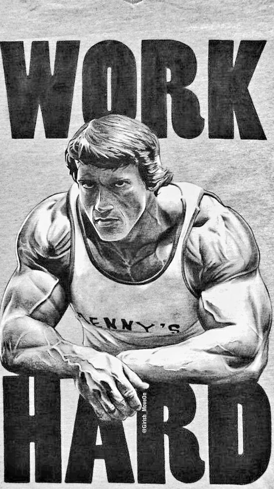 Arnold Schwarzenegger Denny's Workout Shirt Pencil Drawing HD phone wallpaper