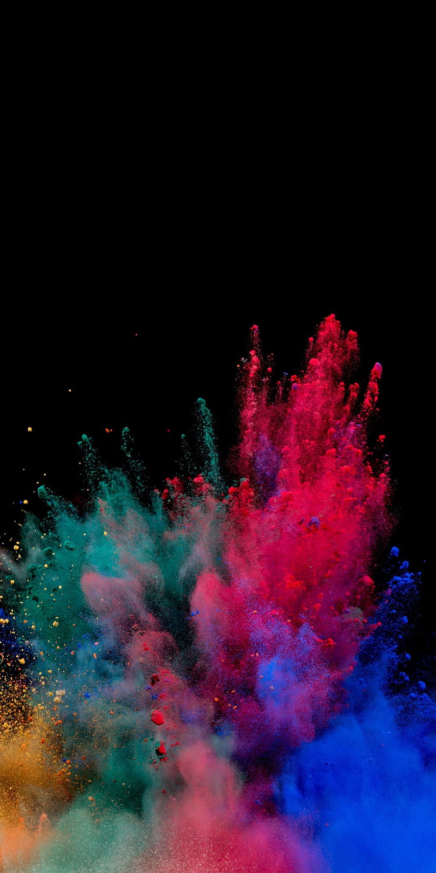 Vibrant Explosion of Colorful Powder Dust on Black Background HD phone wallpaper