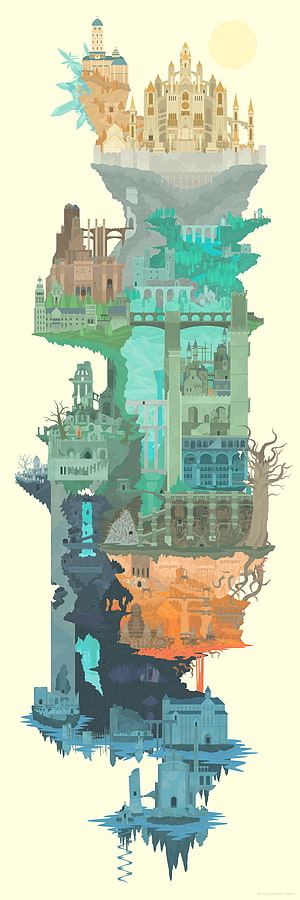 Dark Souls Realm Map: A Vertical Cross-Section of the Fractured Fantasy World HD phone wallpaper