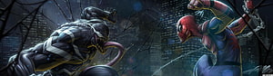 Spider-Man vs Venom Epic Battle City Night Wallpaper, Venom Vs Spiderman Marvel, Venom Dual Monitor HD wallpaper