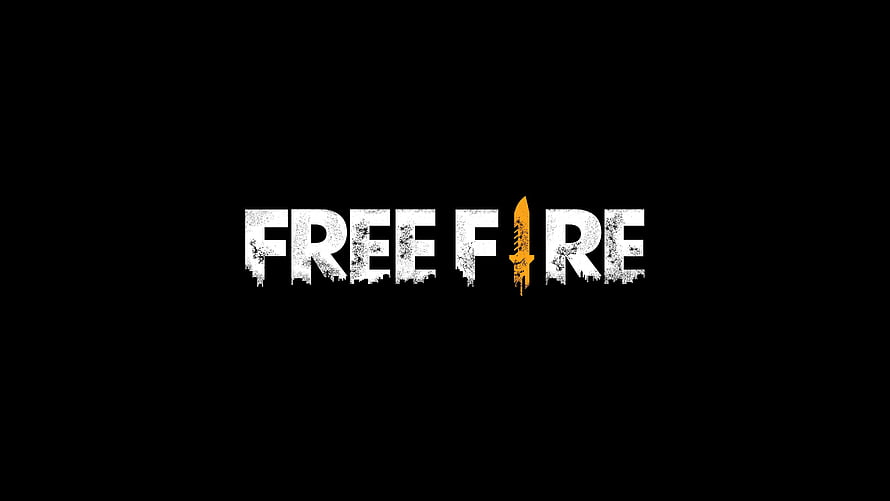 Free Fire Game Logo With Distressed White Typography And Orange Knife Icon On Black Background HD wallpaper
