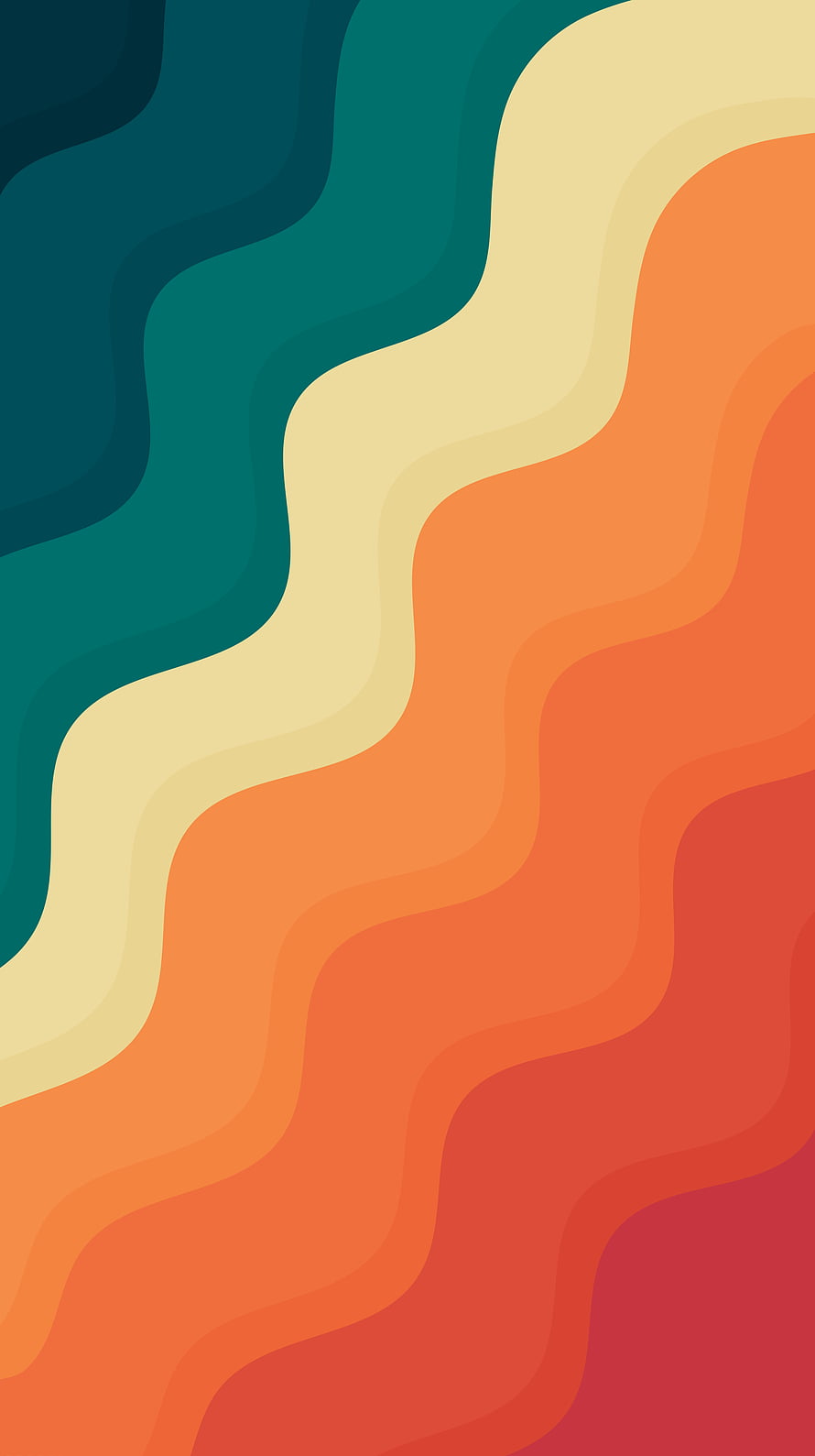 Abstract Wavy Gradient Wallpaper With Teal, Cream, And Orange Layers HD phone wallpaper