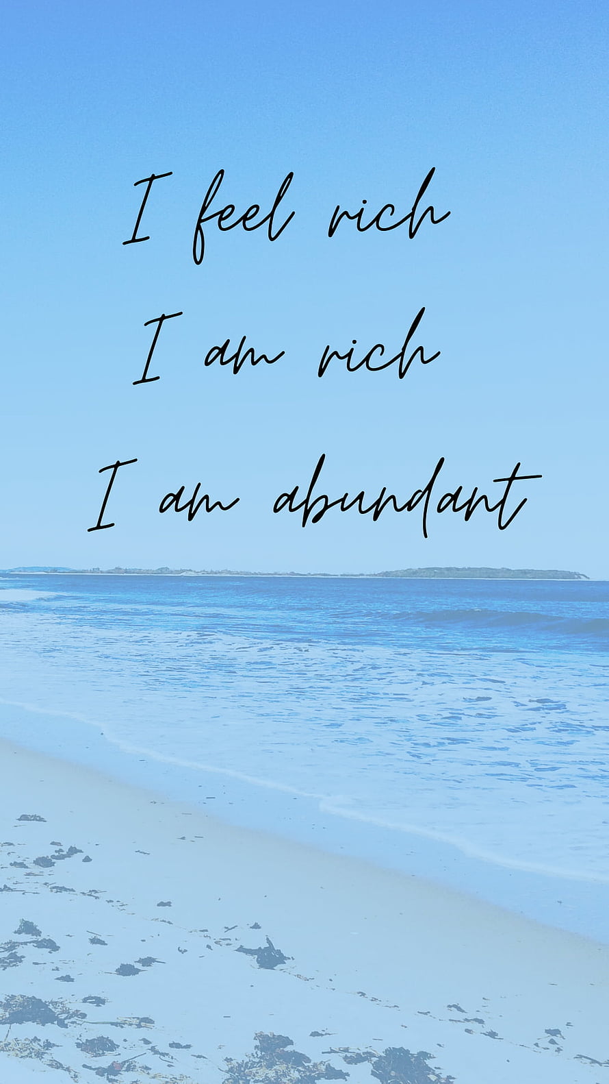 Beach Money Affirmation Wallpaper with Abundance Manifestation Text HD phone wallpaper