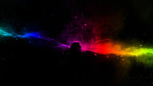 Colorful Cosmic Nebula With Silhouette Of A Lion Head In Space HD wallpaper