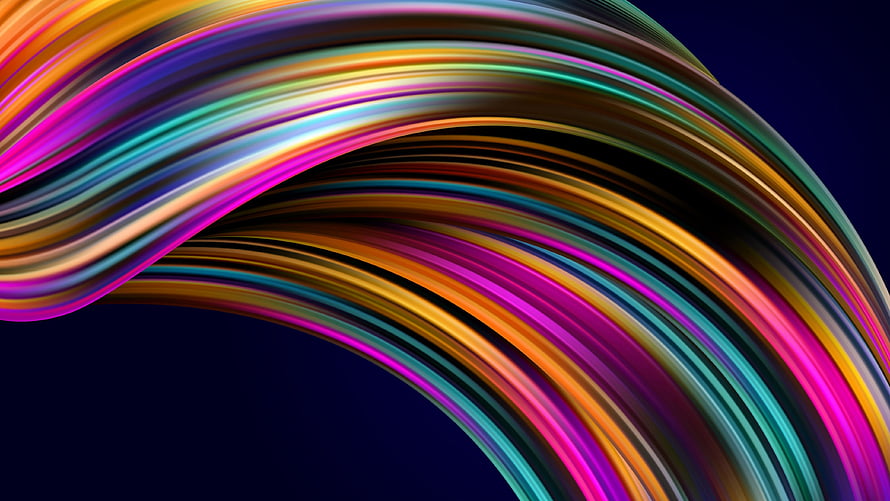 Vibrant Spectrum Waves Abstract Artwork with Flowing Colorful Ribbons on Dark Background HD wallpaper