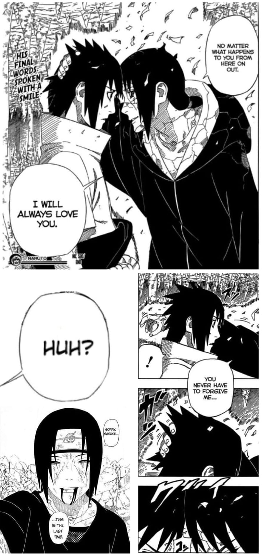 Itachi and Sasuke Final Farewell Scene from Naruto Manga HD phone wallpaper
