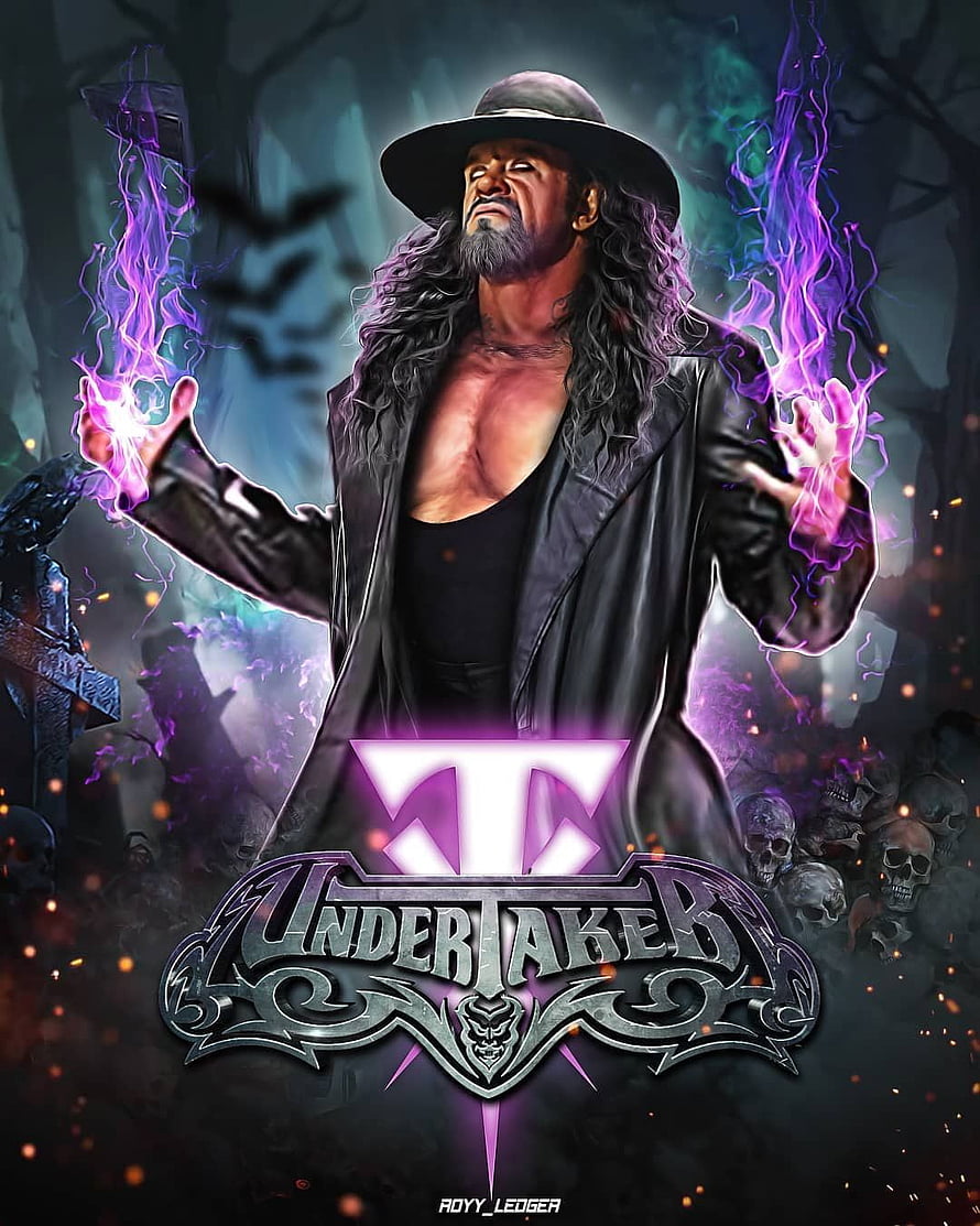 The Undertaker WWE Wrestler with Purple Lightning Powers and Skulls HD phone wallpaper