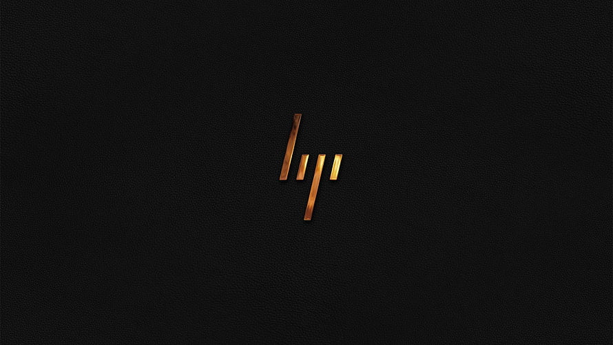 HP Logo on Black Leather Texture Background HD wallpaper