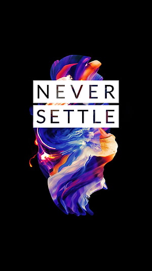 OnePlus Never Settle Abstract Fluid Art Portrait on Black Background HD phone wallpaper