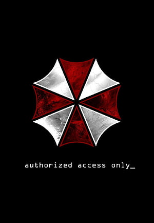 Umbrella Corporation Logo with Authorized Access Only Text on Black Background HD phone wallpaper