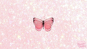 Pink Butterfly on Sparkling Pastel Background with Delicate Wings and Soft Glow HD wallpaper