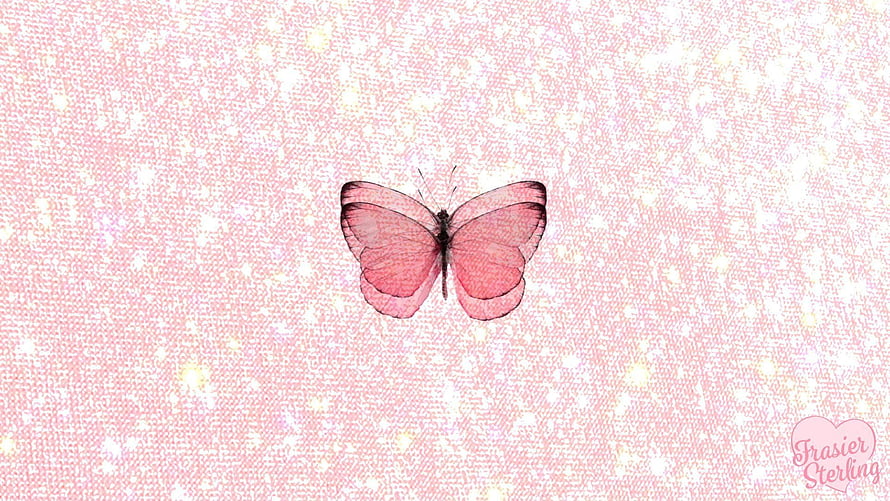 Pink Butterfly on Sparkling Pastel Background with Delicate Wings and Soft Glow HD wallpaper