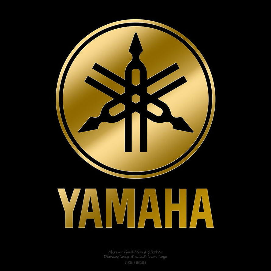 Yamaha Gold Tuning Fork Emblem on Black Background HD phone wallpaper