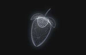 Glowing Wireframe Mango Fruit Digital Art on Dark Background HD wallpaper