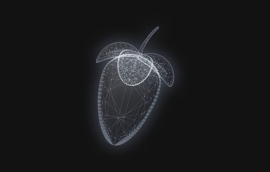 Glowing Wireframe Mango Fruit Digital Art on Dark Background HD wallpaper