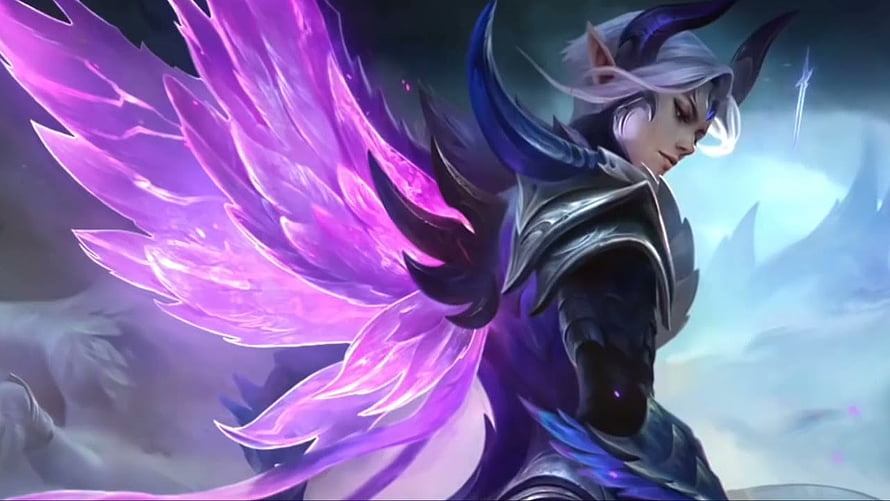 Ling Night Shade Skin from Mobile Legends: Bang Bang with Purple Wings HD wallpaper