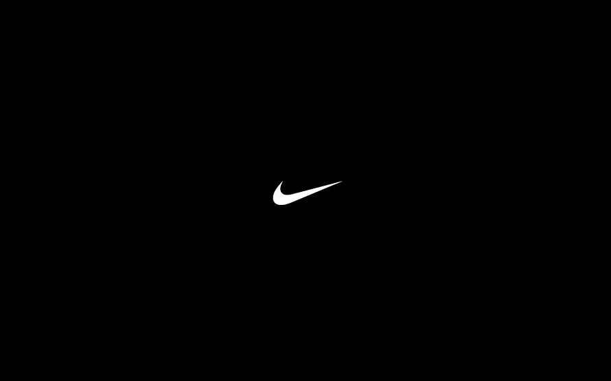 Minimalist Nike Swoosh Logo on Black Background HD wallpaper