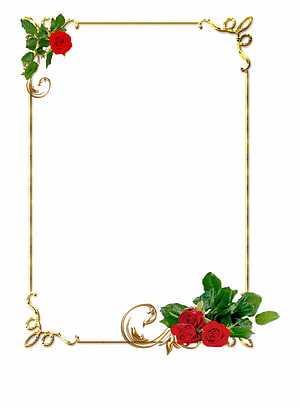 Elegant Gold Ornate Frame with Red Roses and Green Leaves on White Background HD phone wallpaper