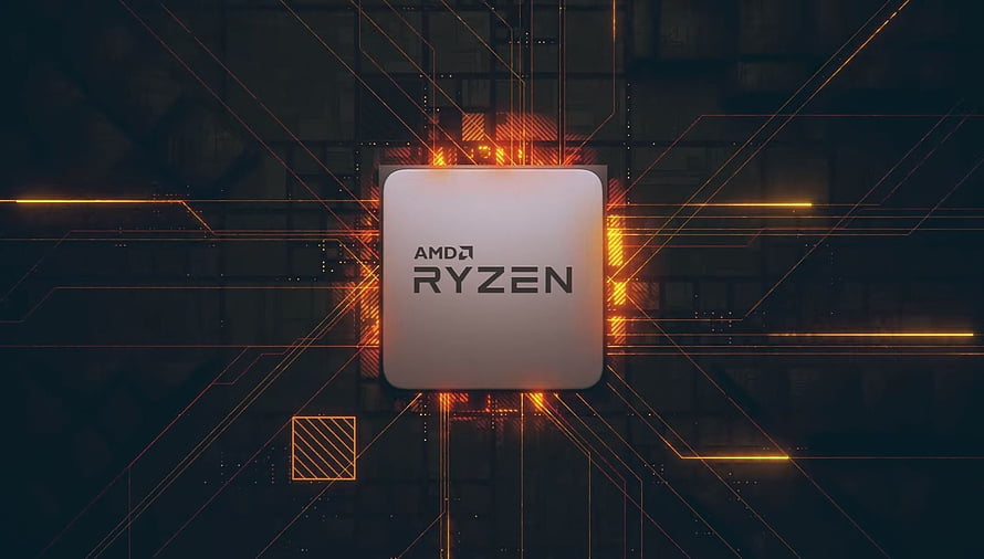 AMD Ryzen Processor on Glowing Circuit Board Background HD wallpaper