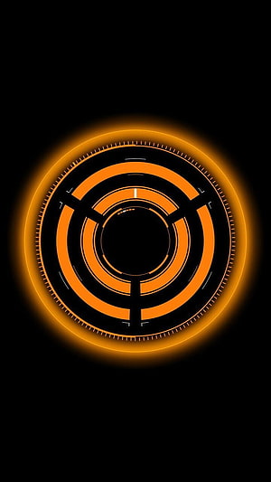 Glowing Orange Circular HUD Interface on Black Background HD phone wallpaper