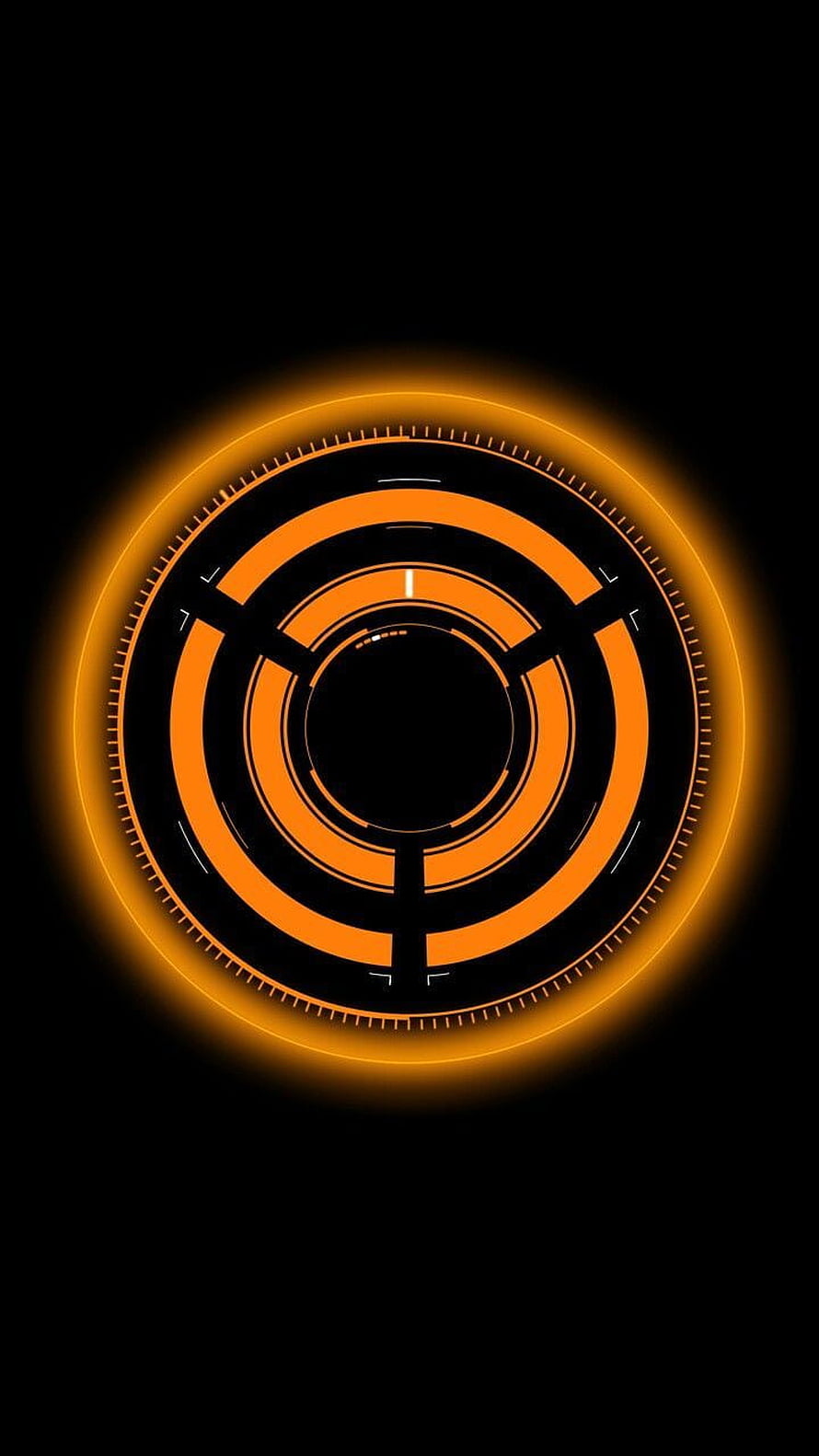 Glowing Orange Circular HUD Interface on Black Background HD phone wallpaper