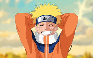 Naruto Uzumaki Smiling With Hands Behind Head Anime Wallpaper HD wallpaper