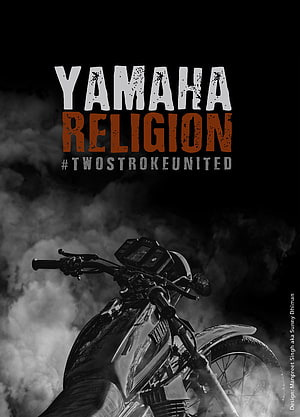 Yamaha Two Stroke United Motorcycle Poster with Dramatic Smoke and Grunge Typography HD phone wallpaper