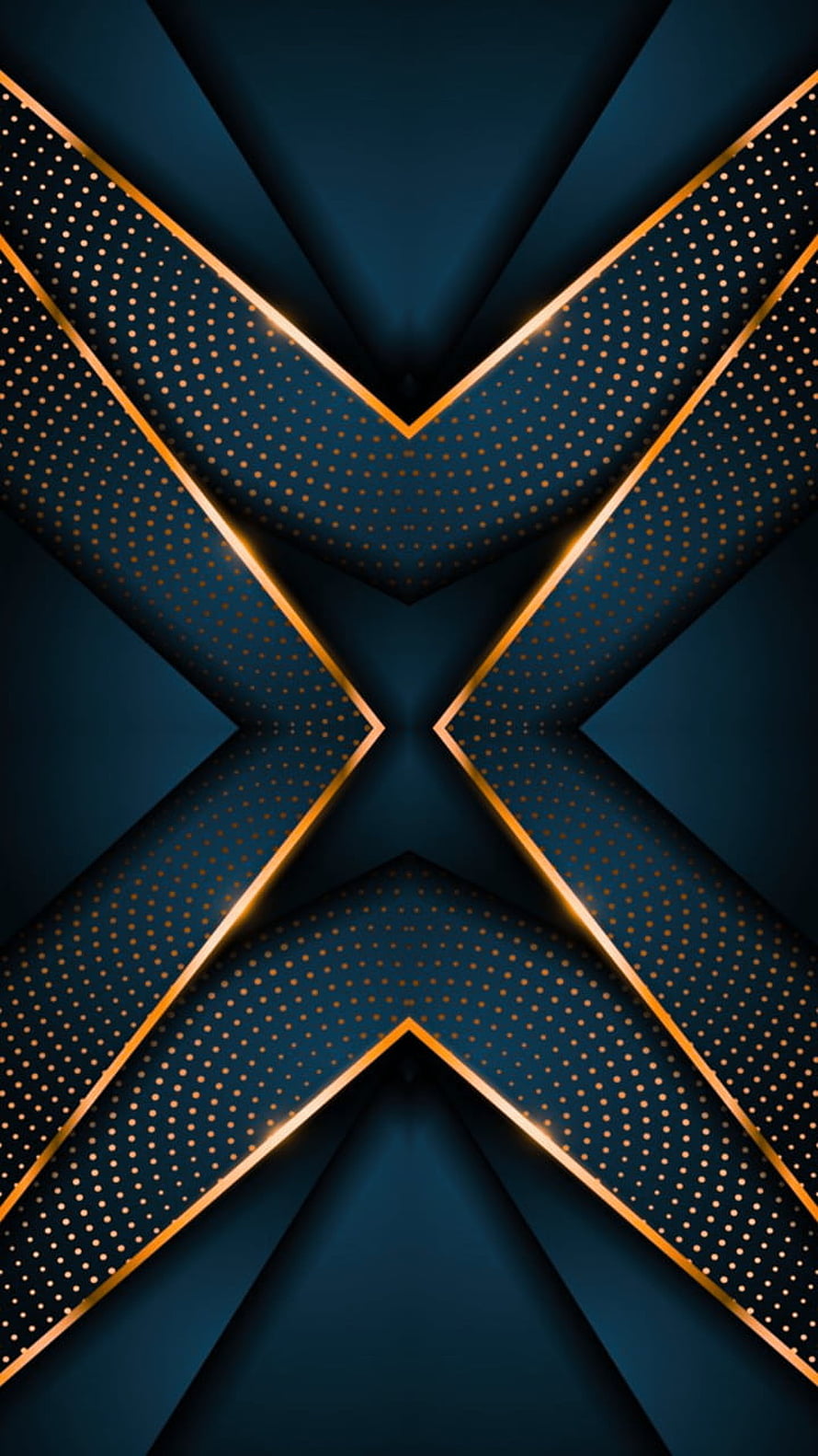 Abstract Geometric Blue and Gold Wallpaper with Dotted Patterns HD phone wallpaper