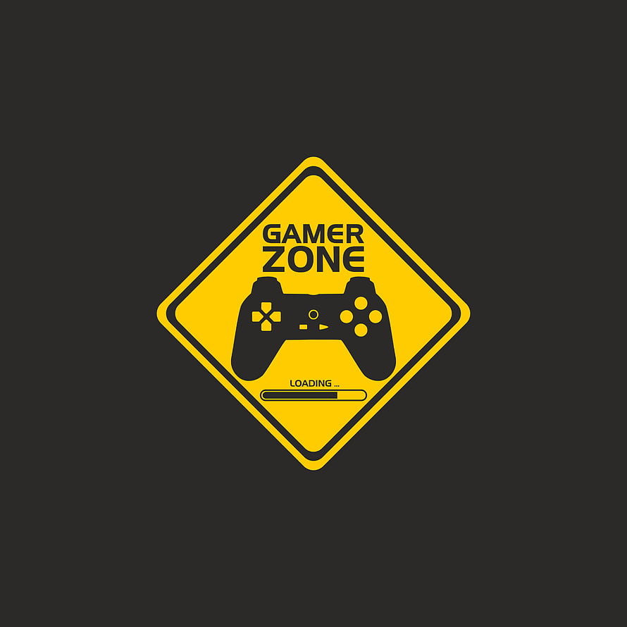 Gamer Zone Warning Sign with Game Controller and Loading Bar on Dark Background HD phone wallpaper