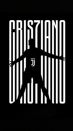 Cristiano Ronaldo Juventus Silhouette with Bold Typography Design HD phone wallpaper