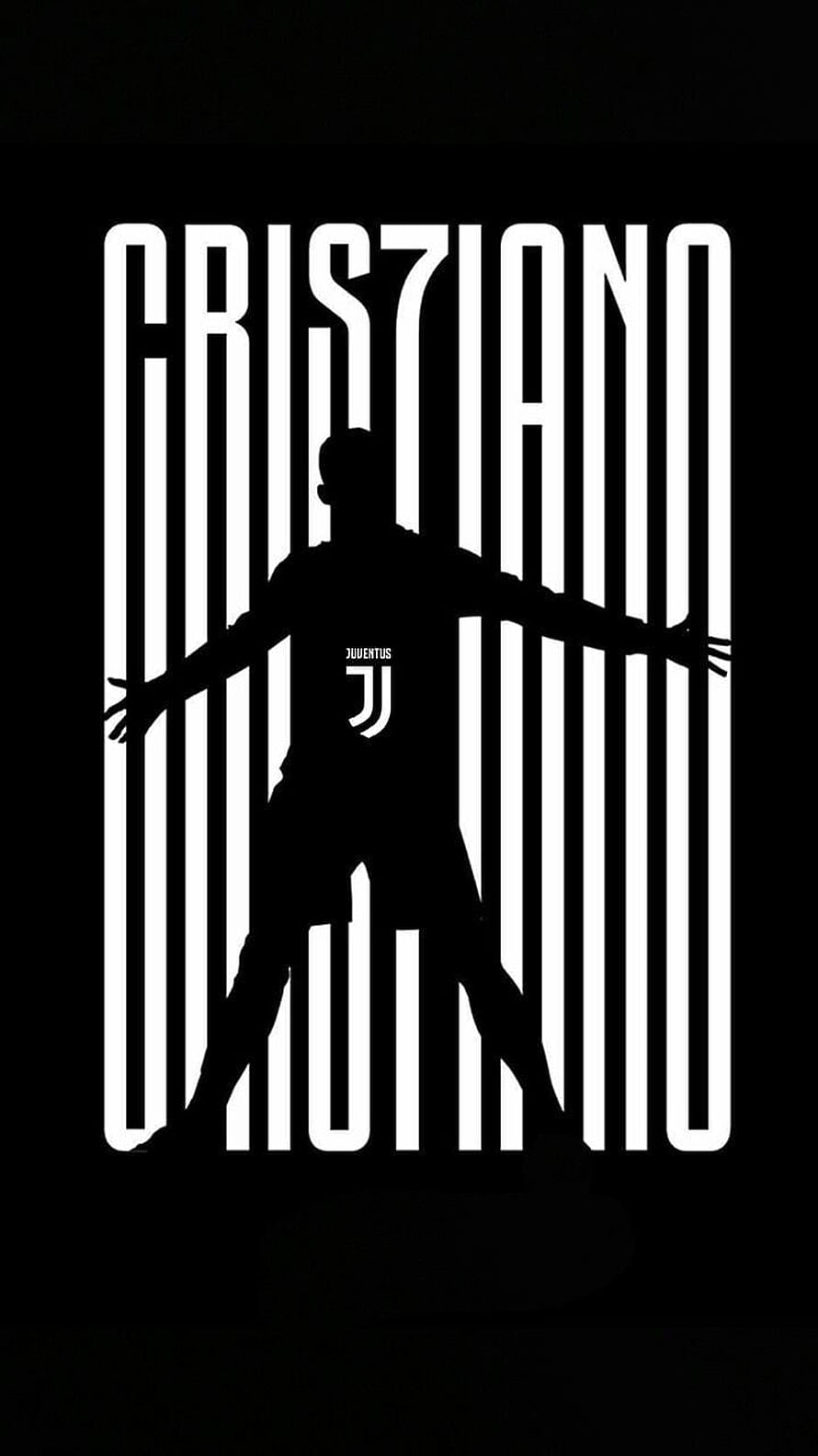 Cristiano Ronaldo Juventus Silhouette with Bold Typography Design HD phone wallpaper